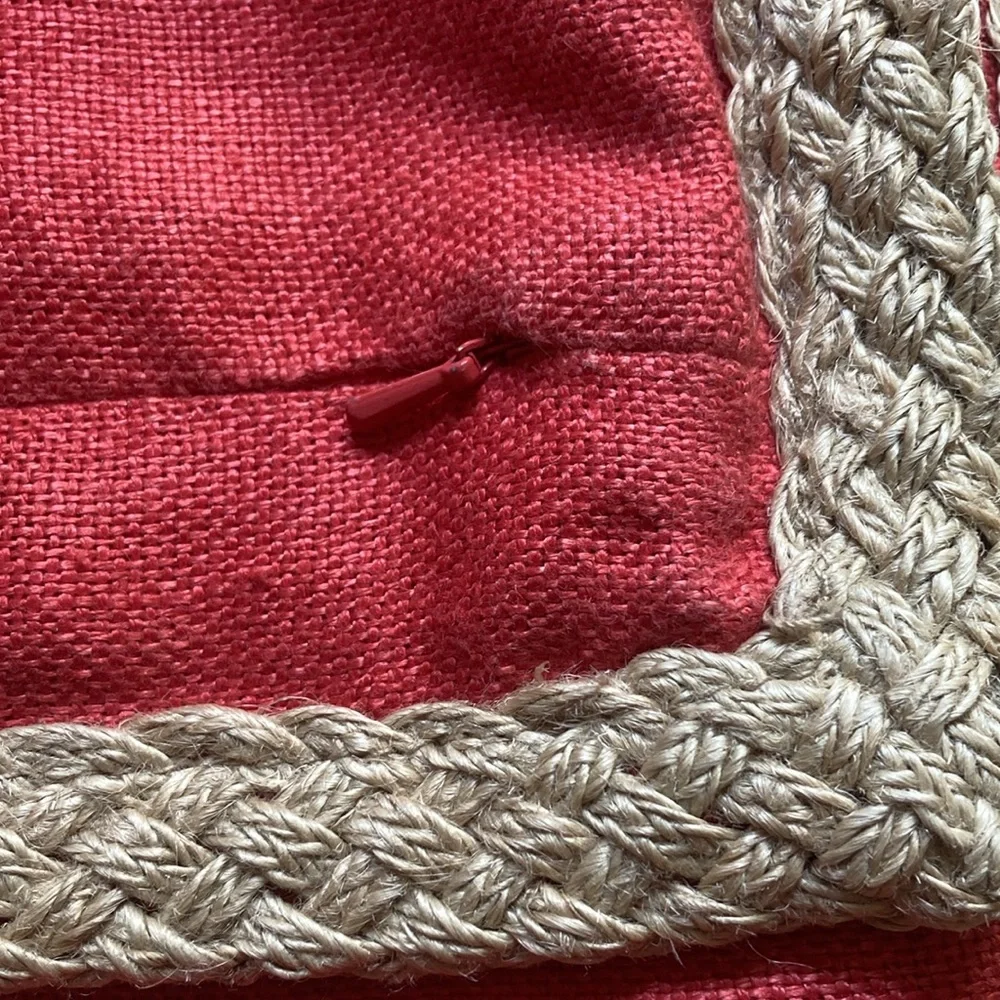 POTTERY BARN Linen Square Pillow Cover Natural Jute Woven Edges 20 x 20 inches